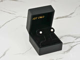 Classic Lustre 18K gold pearl stud earrings in black velvet box