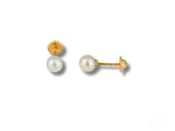 Classic Lustre 18K Gold Pearl Stud Earrings with White Pearls