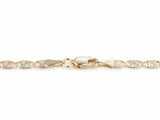 Lobster claw clasp on the 14K piastrine chain, end tag stamped 14K and the clasp stamped 585