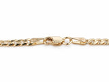Lobster claw clasp on the 14K Cuban chain, both marquise end tags stamped 14K