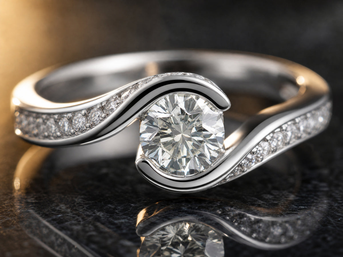 Twist of Light — Bypass Diamond Ring, close-up of center diamond