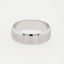 Silver-toned men’s wedding band with brushed finish and beveled edges in 18k white gold art jewelry