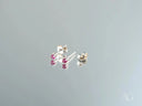 Crimson Radiance certified 18k solid white gold CZ stud earrings with fuchsia gems