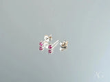 Crimson Radiance certified 18k solid white gold CZ stud earrings with fuchsia gems