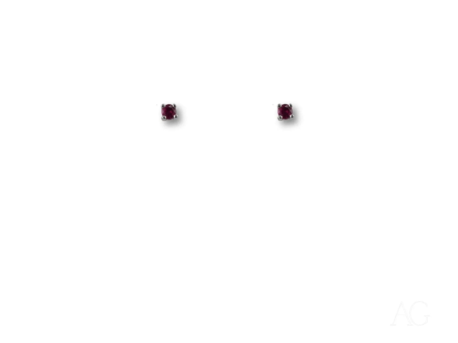 Crimson Radiance certified 18k solid white gold CZ stud earrings