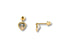 Gold heart-shaped stud earrings with clear gemstones from the Crystal Heart art gold jewelry collection