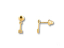 18k Gold Cupids Arrow CZ Stud Earrings with Push-Back Clasp