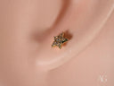 Certified 18k solid gold star earrings with CZ pavé gemstones