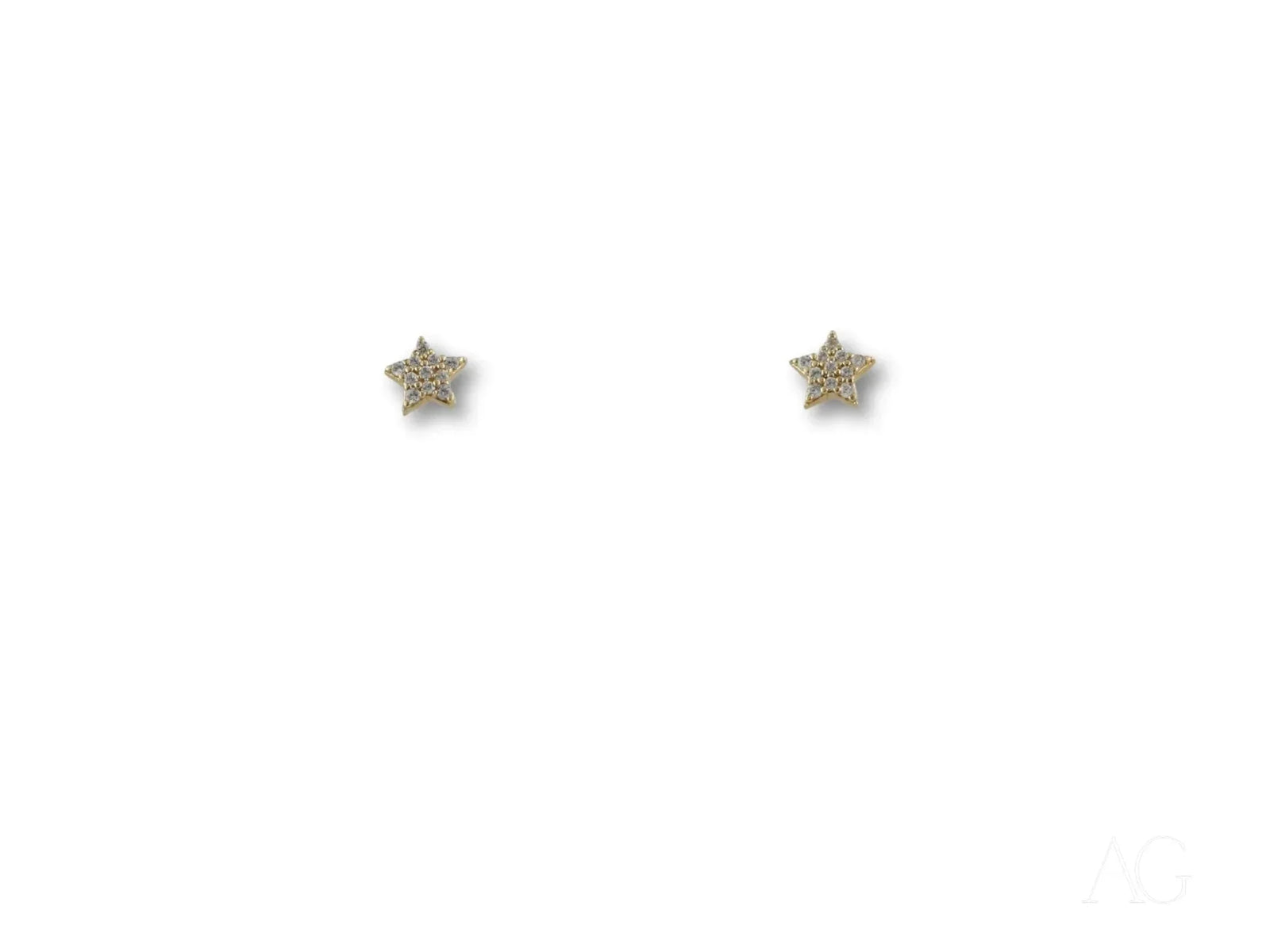 Certified 18k solid star earrings in art gold jewelry, sparkling elegance