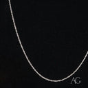 Dainty 14k white gold rope chain necklace, thin twisted silver style