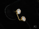 Dazzle Duo 18K gold double CZ earrings with clear round-cut stones