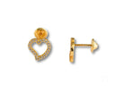 18k Gold Heart Earrings with Cubic Zirconia Stones
