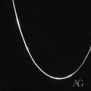 Shiny 18k white gold box chain necklace, petite art gold jewelry elegance
