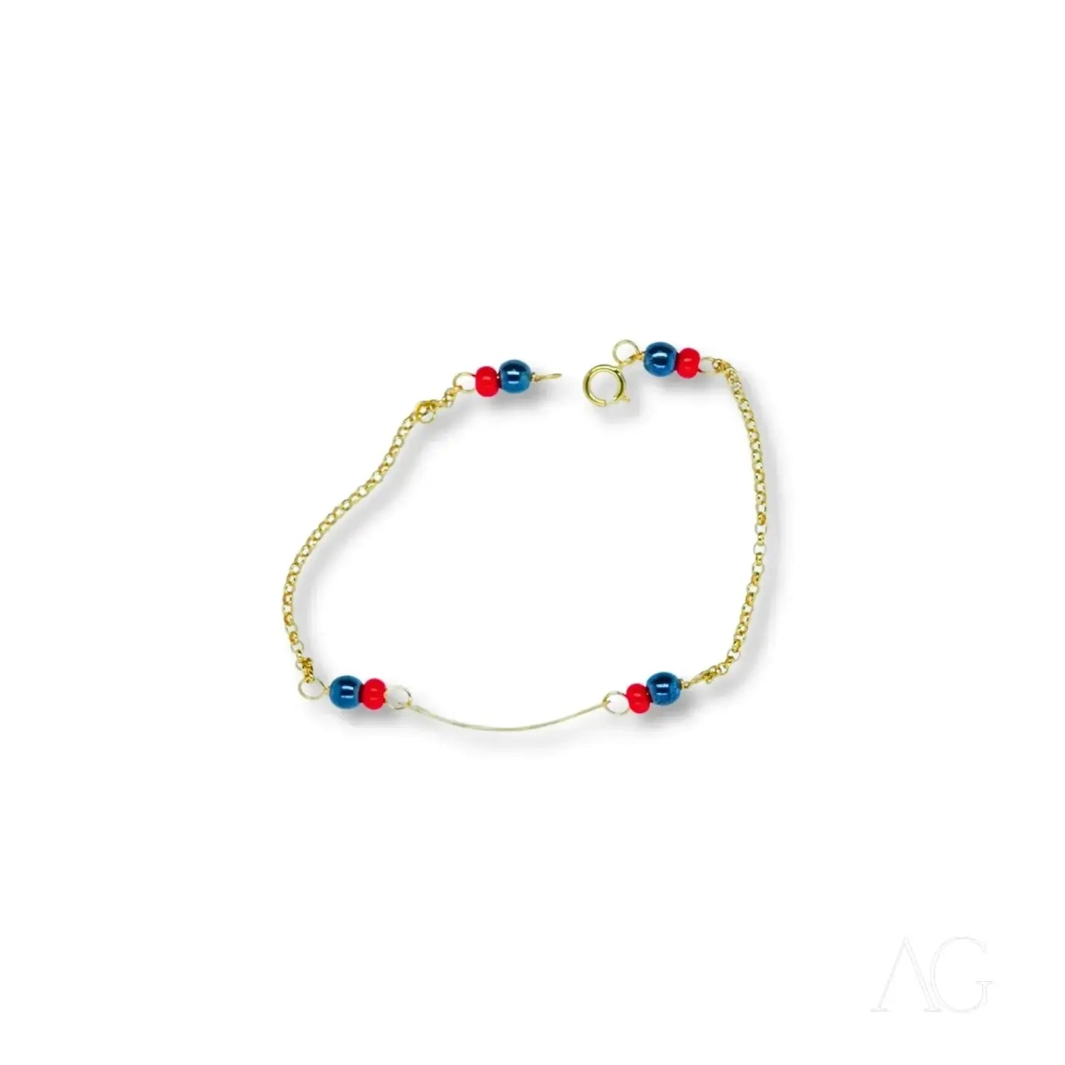 Stunning 18k gold David Yurman bracelet with red blue beads