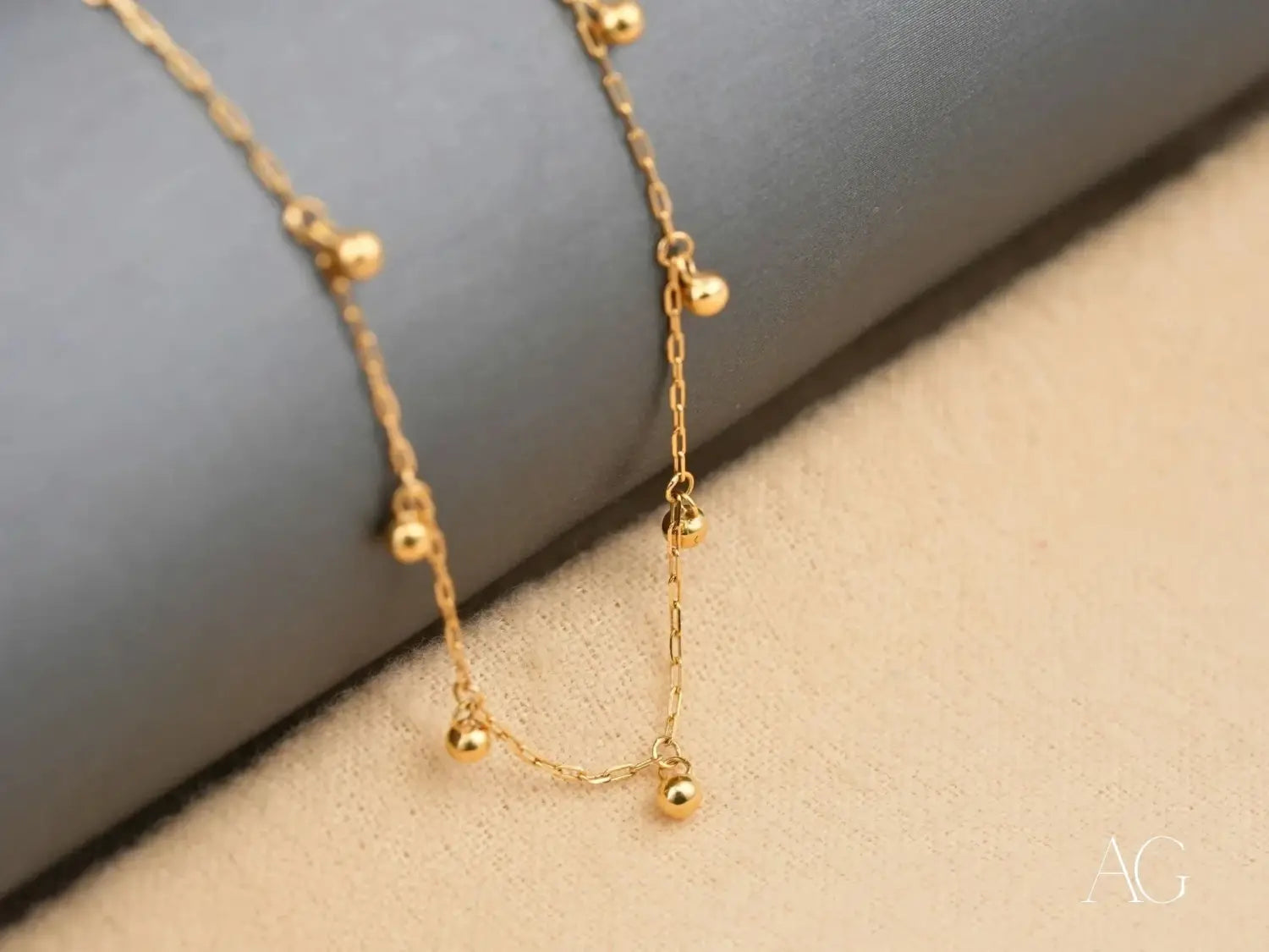 Elegant Necklace 18K Gold Beaded