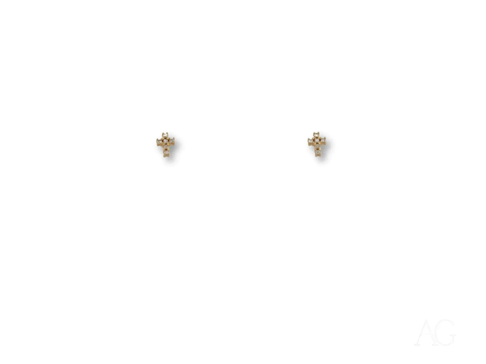 Elegant diamond cross earrings in certified 18k solid gold