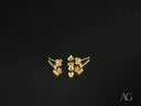 Four certified 18k solid gold diamond cross earrings with gemstones