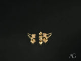 Four certified 18k solid gold diamond cross earrings with gemstones
