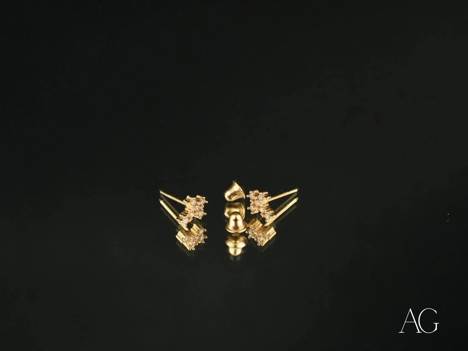 Four certified 18k solid gold diamond cross earrings with gemstones