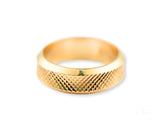 Diamond Tapestry gold wedding band with textured crisscross pattern