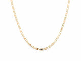14K gold piastrine chain in a U shape, yellow gold oval links with white and rose gold plates set inside each link