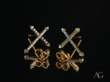 Divine Sparkle 18k gold cross CZ earrings with diamonds