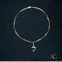 Silver-toned paperclip chain 18k gold anklet with jumping dolphin charm