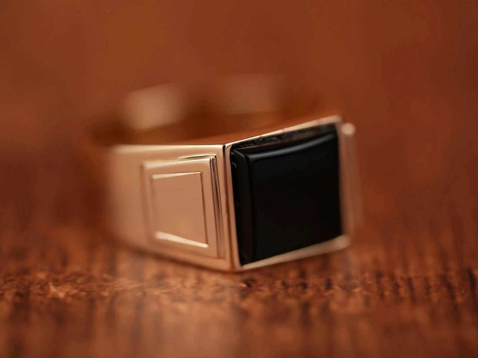 Dominus Ring: Men’s 18K Gold Signet with Sculpted Black Onyx