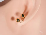 Double ball earrings in certified 18k solid gold, art gold jewelry design