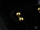 Pair of certified 18k solid gold double ball earrings