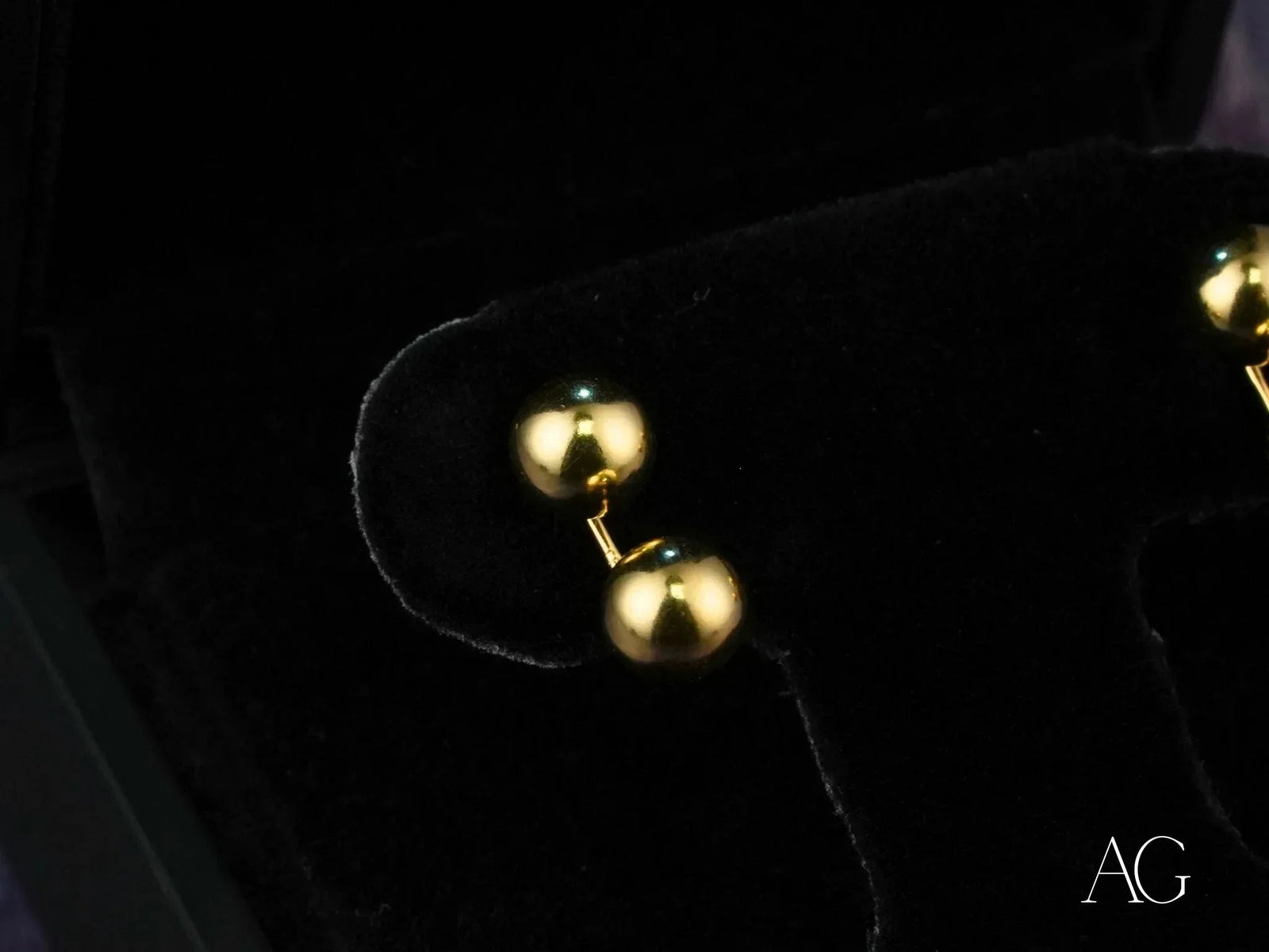 Pair of certified 18k solid gold double ball earrings