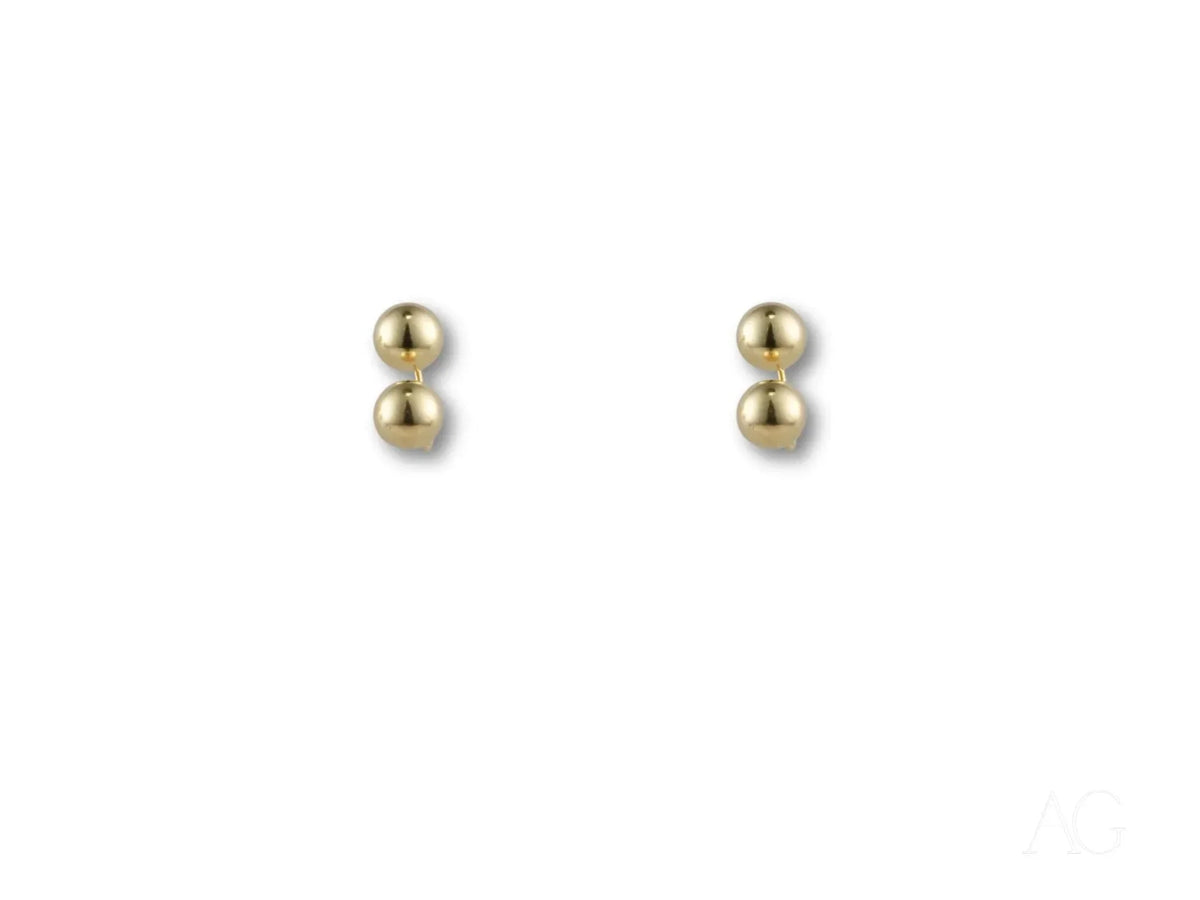 Pair of certified 18k solid gold double ball earrings