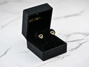 Double Love 18k gold CZ heart earrings in black velvet box