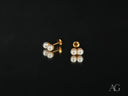 18K gold-backed double pearl stud earrings in art gold jewelry style