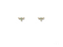 Pair of delicate certified 18k solid gold dragonfly earrings with turquoise accents