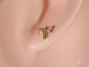 Certified 18k solid gold dragonfly earrings with turquoise body and cream wings