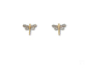 Pair of 18k solid gold dragonfly earrings with diamonds