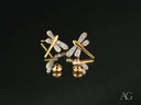 18k solid gold dragonfly earrings with diamonds