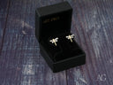 18k solid gold dragonfly earrings with sparkling wings in black box