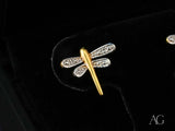 18k solid gold dragonfly stud earrings with diamonds