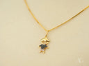 Dual Elegance Pendant: 18k solid gold boy necklace with black and white gemstones