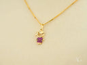 18k solid gold Dual Elegance Pendant with girl-shaped purple gemstones