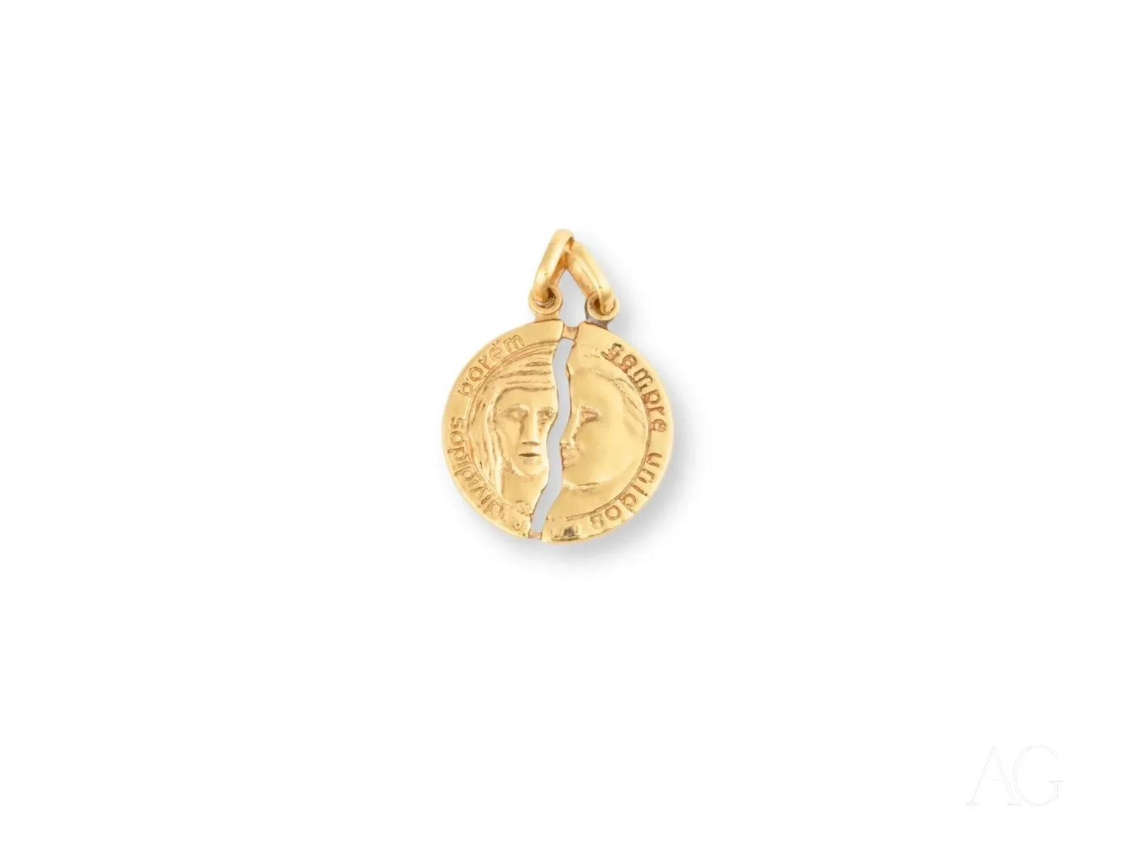 Dual Harmony two faces pendant in broken gold circle
