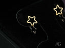 Gold-toned dual star dangle earrings in certified 18k solid art gold jewelry