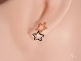Elegant dual star earrings in certified 18k solid art gold jewelry