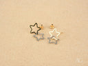 Dual star earrings in certified 18k solid art gold jewelry