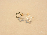Dual star earrings in certified 18k solid art gold jewelry