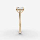 Cathedrale asscher diamond setting in gold, angled view
