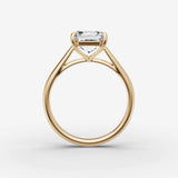 Cathedrale asscher diamond setting in gold, profile angle