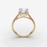 Cathedrale asscher diamond setting in gold, side view